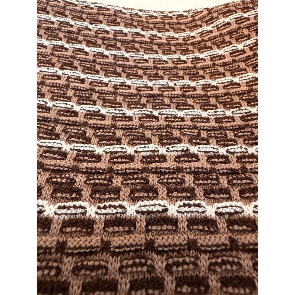 Ming Wang Women Brown Striped Knit Pencil Skirt Size Large Textured Midi Elastic - Picture 7 of 9